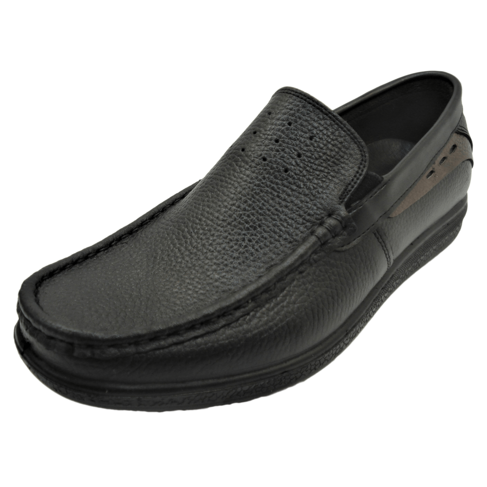 کفش مردانه چرم طبیعی کالج کشی مشکی  ارسال رایگان با گارانتی