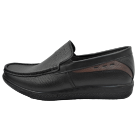 کفش مردانه چرم طبیعی کالج کشی مشکی  ارسال رایگان با گارانتی