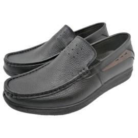 کفش مردانه چرم طبیعی کالج کشی مشکی  ارسال رایگان با گارانتی