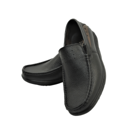 کفش مردانه چرم طبیعی کالج کشی مشکی  ارسال رایگان با گارانتی