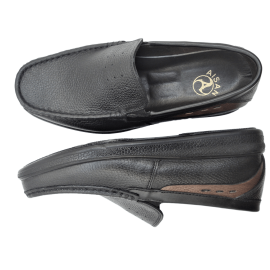 کفش مردانه چرم طبیعی کالج کشی مشکی  ارسال رایگان با گارانتی