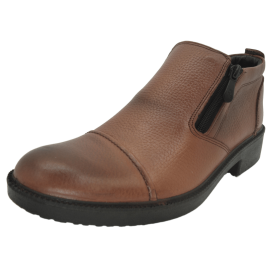 کفش مردانه چرم طبیعی نیم بوت آیسان زیپ دار برت عسلی ارسال رایگان با گارانتیAISAN