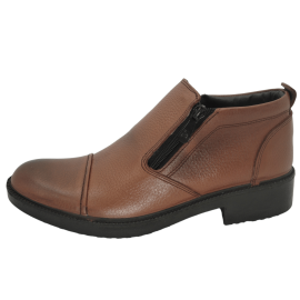 کفش مردانه چرم طبیعی نیم بوت آیسان زیپ دار برت عسلی ارسال رایگان با گارانتیAISAN