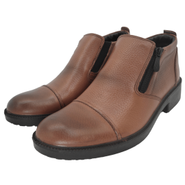 کفش مردانه چرم طبیعی نیم بوت آیسان زیپ دار برت عسلی ارسال رایگان با گارانتیAISAN