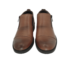 کفش مردانه چرم طبیعی نیم بوت آیسان زیپ دار برت عسلی ارسال رایگان با گارانتیAISAN