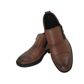 کفش مردانه چرم طبیعی نیم بوت آیسان زیپ دار برت عسلی ارسال رایگان با گارانتیAISAN