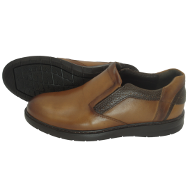 کفش مردانه چرم طبیعی پولیشی رویال کشی عسلی  ارسال رایگان با گارانتی