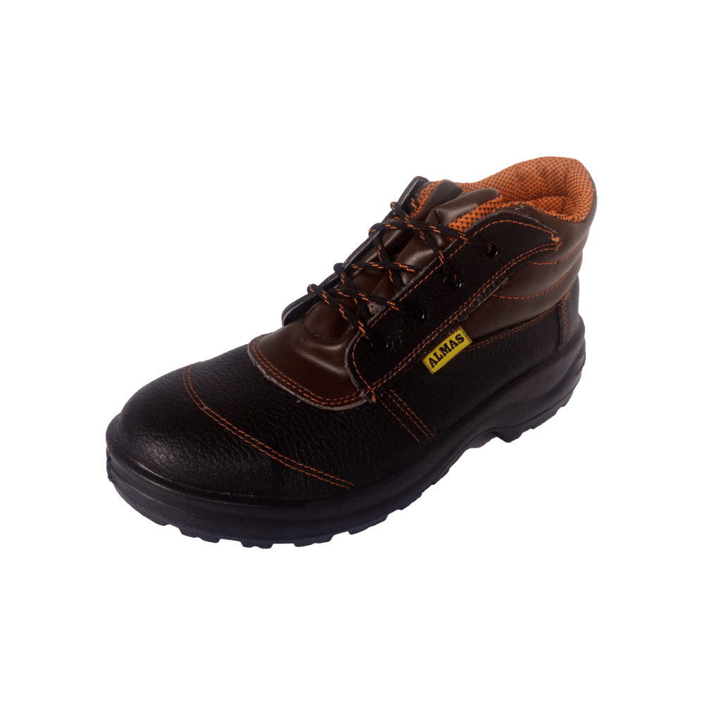 کفش مردانه چرم طبیعی نیم بوت بندی الماس مشکی ارسال رایگان با گارانتیALMAS
