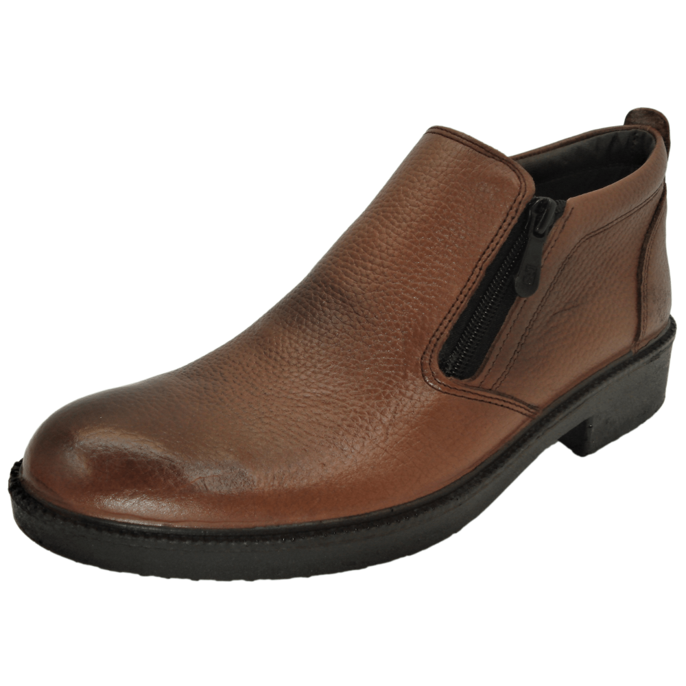 کفش مردانه چرم طبیعی نیم بوت آیسان زیپ دار عسلی ارسال رایگان با گارانتیAISAN