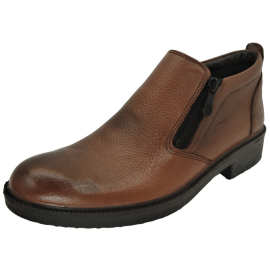 کفش مردانه چرم طبیعی نیم بوت آیسان زیپ دار عسلی ارسال رایگان با گارانتیAISAN