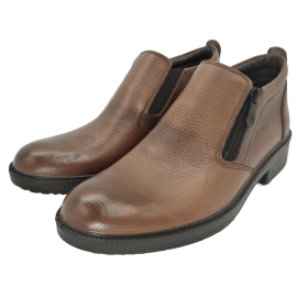 کفش مردانه چرم طبیعی نیم بوت آیسان زیپ دار عسلی ارسال رایگان با گارانتیAISAN