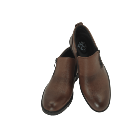 کفش مردانه چرم طبیعی نیم بوت آیسان زیپ دار عسلی ارسال رایگان با گارانتیAISAN