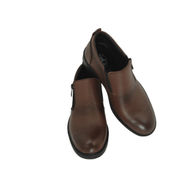 کفش مردانه چرم طبیعی نیم بوت آیسان زیپ دار عسلی ارسال رایگان با گارانتیAISAN