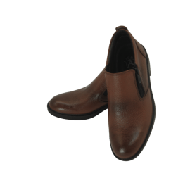 کفش مردانه چرم طبیعی نیم بوت آیسان زیپ دار عسلی ارسال رایگان با گارانتیAISAN