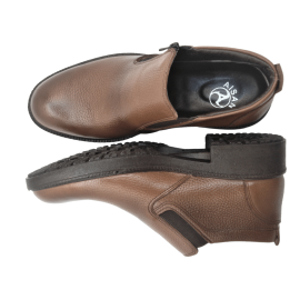 کفش مردانه چرم طبیعی نیم بوت آیسان زیپ دار عسلی ارسال رایگان با گارانتیAISAN