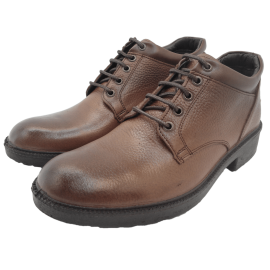 کفش مردانه چرم طبیعی نیم بوت بندی آیسان زیپ دار عسلی ارسال رایگان با گارانتیAISAN