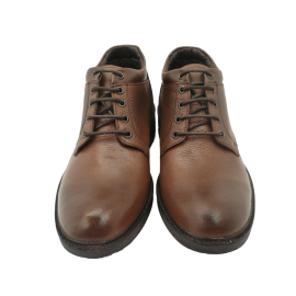 کفش مردانه چرم طبیعی نیم بوت بندی آیسان زیپ دار عسلی ارسال رایگان با گارانتیAISAN