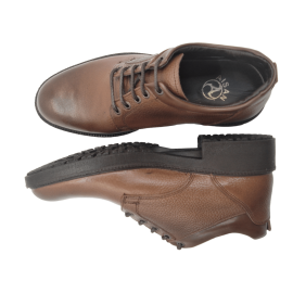 کفش مردانه چرم طبیعی نیم بوت بندی آیسان زیپ دار عسلی ارسال رایگان با گارانتیAISAN