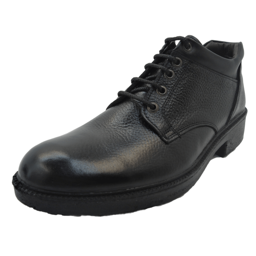 کفش مردانه چرم طبیعی نیم بوت بندی آیسان مشکی ارسال رایگان با گارانتیAISAN