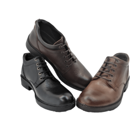 کفش مردانه چرم طبیعی نیم بوت بندی آیسان زیپ دار عسلی ارسال رایگان با گارانتیAISAN