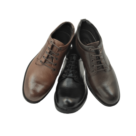 کفش مردانه چرم طبیعی نیم بوت بندی آیسان زیپ دار عسلی ارسال رایگان با گارانتیAISAN