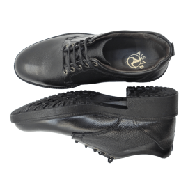 کفش مردانه چرم طبیعی نیم بوت بندی آیسان مشکی ارسال رایگان با گارانتیAISAN