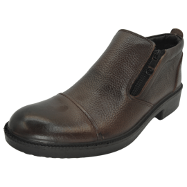 کفش مردانه چرم طبیعی نیم بوت آیسان زیپ دار برت قهوه ای ارسال رایگان با گارانتیAISAN