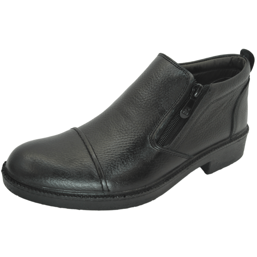 کفش مردانه چرم طبیعی نیم بوت آیسان زیپ دار برت مشکی  ارسال رایگان با گارانتیAISAN