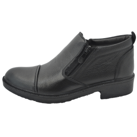 کفش مردانه چرم طبیعی نیم بوت آیسان زیپ دار برت مشکی  ارسال رایگان با گارانتیAISAN