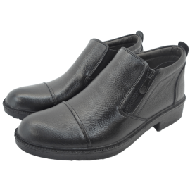 کفش مردانه چرم طبیعی نیم بوت آیسان زیپ دار برت مشکی  ارسال رایگان با گارانتیAISAN