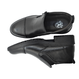 کفش مردانه چرم طبیعی نیم بوت آیسان زیپ دار برت مشکی  ارسال رایگان با گارانتیAISAN