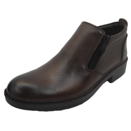 کفش مردانه چرم طبیعی نیم بوت آیسان زیپ دار قهوه ای  ارسال رایگان با گارانتیAISAN