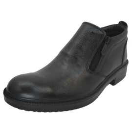 کفش مردانه چرم طبیعی نیم بوت آیسان زیپ دار مشکی  ارسال رایگان با گارانتیAISAN