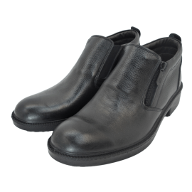 کفش مردانه چرم طبیعی نیم بوت آیسان زیپ دار مشکی  ارسال رایگان با گارانتیAISAN