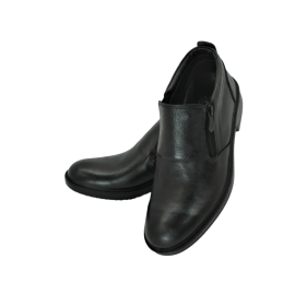 کفش مردانه چرم طبیعی نیم بوت آیسان زیپ دار مشکی  ارسال رایگان با گارانتیAISAN