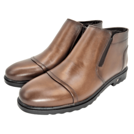 کفش مردانه چرم طبیعی نیم بوت کوشا عسلی ارسال رایگان با گارانتی