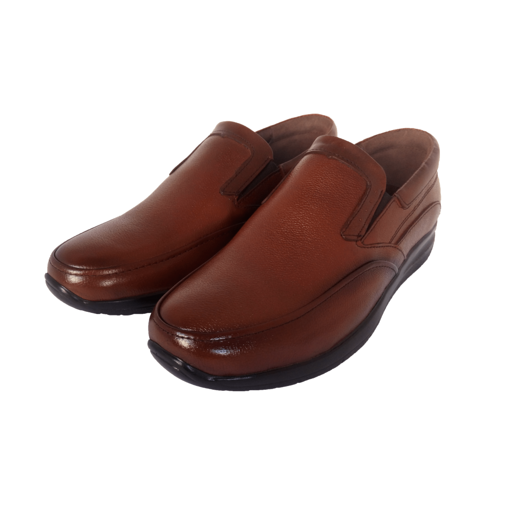 کفش مردانه چرم طبیعی فلورا کشی عسلی  ارسال رایگان با گارانتی FLORA