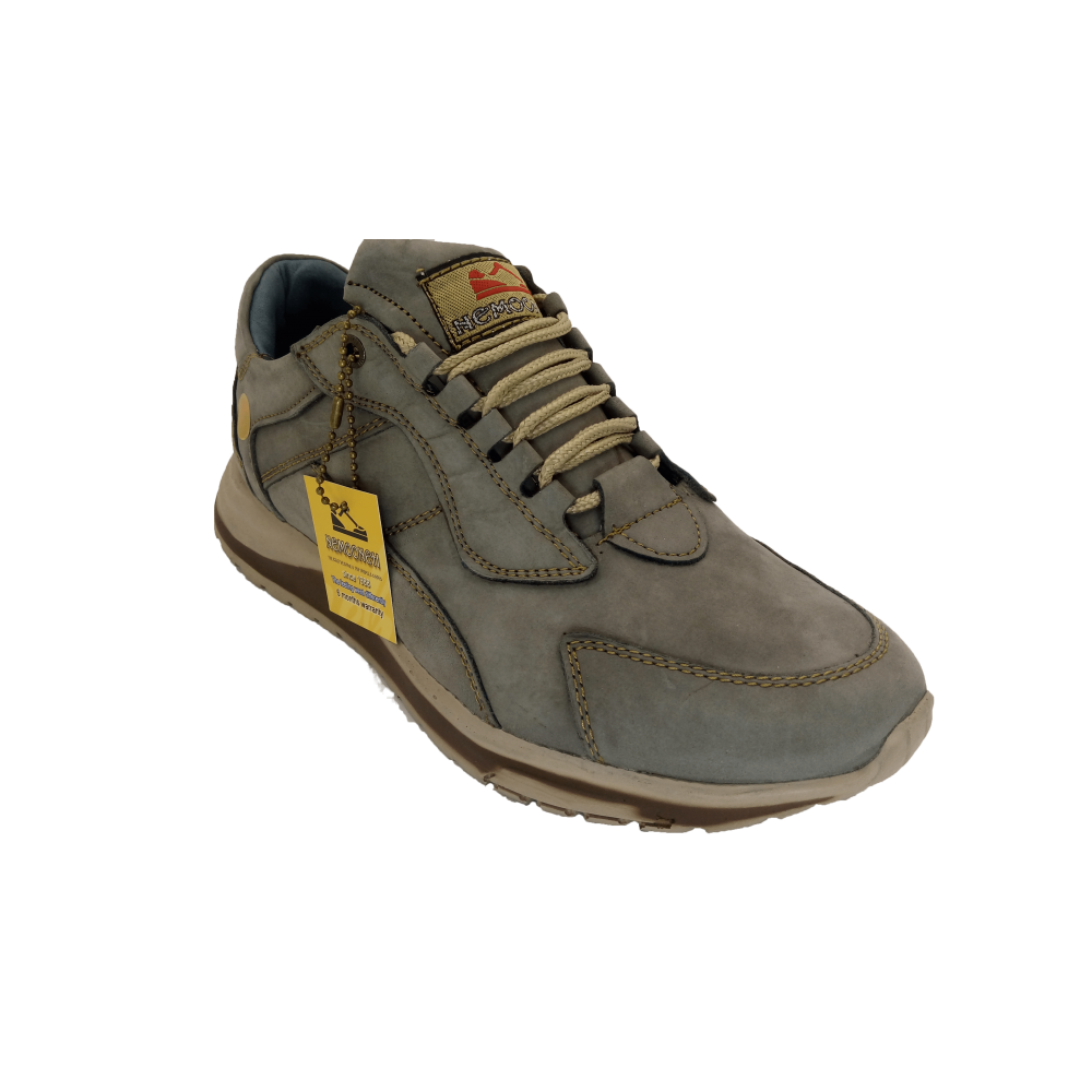 کفش مردانه چرم طبیعی نمونه بندی خاکستری  ارسال رایگان با گارانتیNEMOONEH