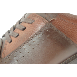 کفش مردانه چرم طبیعی پولیشی رویال بندی قهوه‌ای  ارسال رایگان با گارانتی