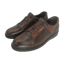 کفش مردانه چرم طبیعی پولیشی رویال بندی قهوه‌ای  ارسال رایگان با گارانتی