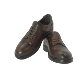 کفش مردانه چرم طبیعی پولیشی رویال بندی قهوه‌ای  ارسال رایگان با گارانتی