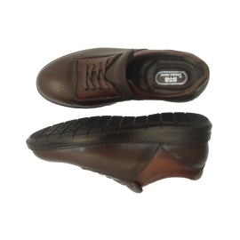 کفش مردانه چرم طبیعی پولیشی رویال بندی قهوه‌ای  ارسال رایگان با گارانتی