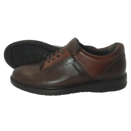 کفش مردانه چرم طبیعی پولیشی رویال بندی قهوه‌ای  ارسال رایگان با گارانتی