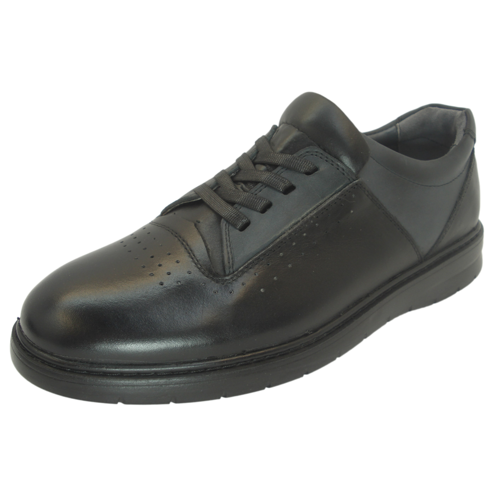 کفش مردانه چرم طبیعی پولیشی رویال بندی مشکی ارسال رایگان با گارانتی