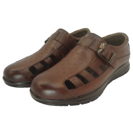 کفش مردانه چرم طبیعی  تابستانی طبی آتا عسلی ارسال رایگان با گارانتیATA