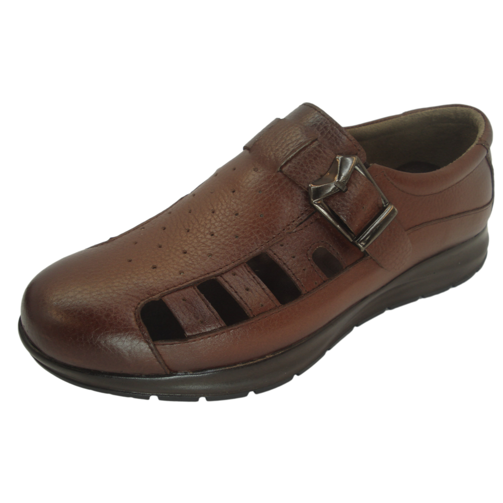 کفش مردانه چرم طبیعی  تابستانی طبی آتا عسلی ارسال رایگان با گارانتیATA