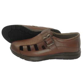 کفش مردانه چرم طبیعی  تابستانی طبی آتا عسلی ارسال رایگان با گارانتیATA