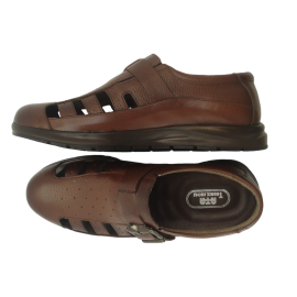 کفش مردانه چرم طبیعی  تابستانی طبی آتا عسلی ارسال رایگان با گارانتیATA