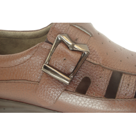 کفش مردانه چرم طبیعی  تابستانی طبی آتا عسلی ارسال رایگان با گارانتیATA