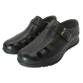 کفش مردانه چرم طبیعی  تابستانی طبی آتا مشکی ارسال رایگان با گارانتیATA